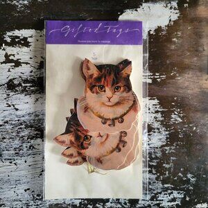 Vintage 1986 John Grossman Die Cut Gift Tags Victorian Cat with Bells *Read